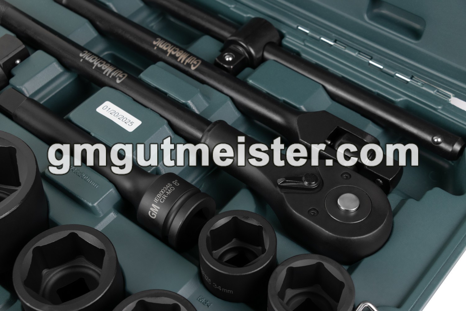 НАБІР ГОЛОВОК ТОРЦЕВИХ УДАРНИХ GUT MECHANIC 3/4" З ТРЕЩІТКОЮ ТА ВОРОТКАМИ 25ШТ ISS13425 - фото 8